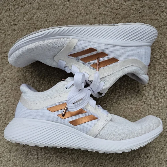 Adidas womens edge lux 3 copper metallic white athletic running sneakers size 7 - Picture 3 of 9